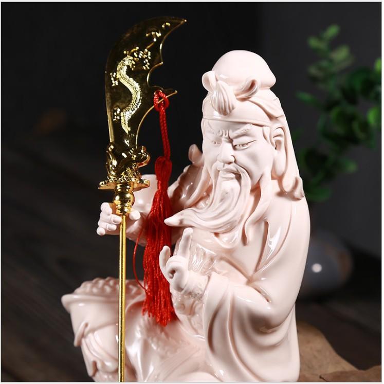 Tượng quan công, quan vũ, quan vân trường nguyên bản bằng gốm men sứ hồng cao cấp, tượng phong thủy