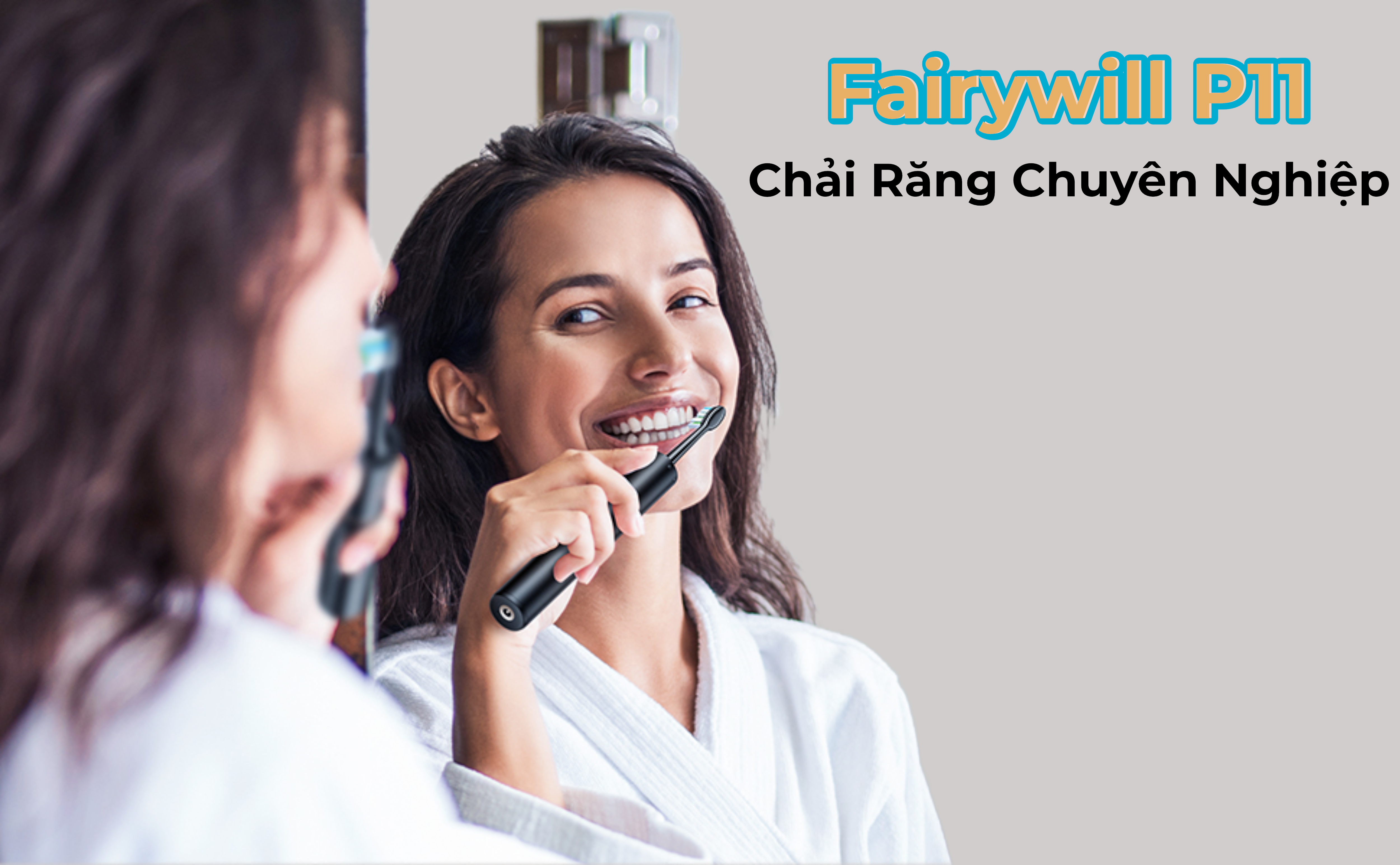 Bàn chải đánh răng điện Fairywill P11- phiên bản nâng cấp với trục truyền lực bằng thép, 8 đầu bàn chải đi kèm