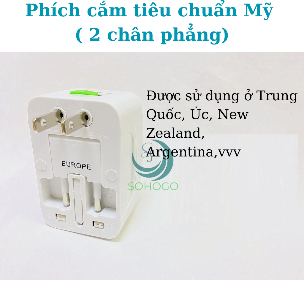 Ổ cắm điện du lịch 3 in 1 đa năng, dùng cho toàn cầu-Phích cắm chuyển đổi du lịch quốc tế Adapter