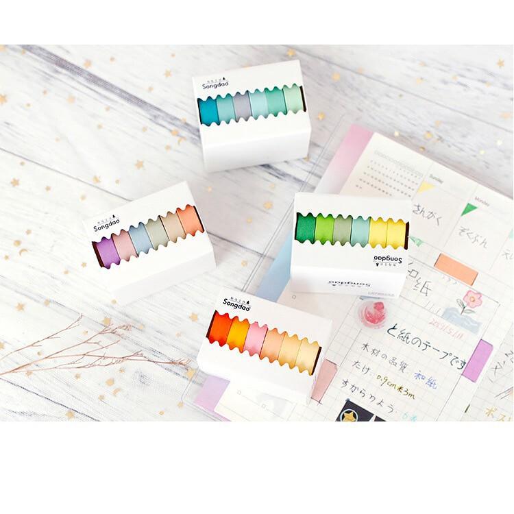 Set 6 Cuộn băng dính DiY Washi Tape Trang Trí Planner, Bujo, Scrapbook