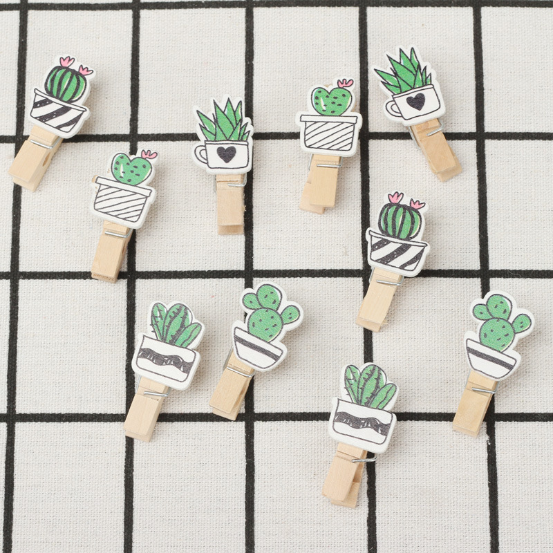 SET 10 Cái Kẹp Gỗ Sơn Design Pub hình Cây xương rồng