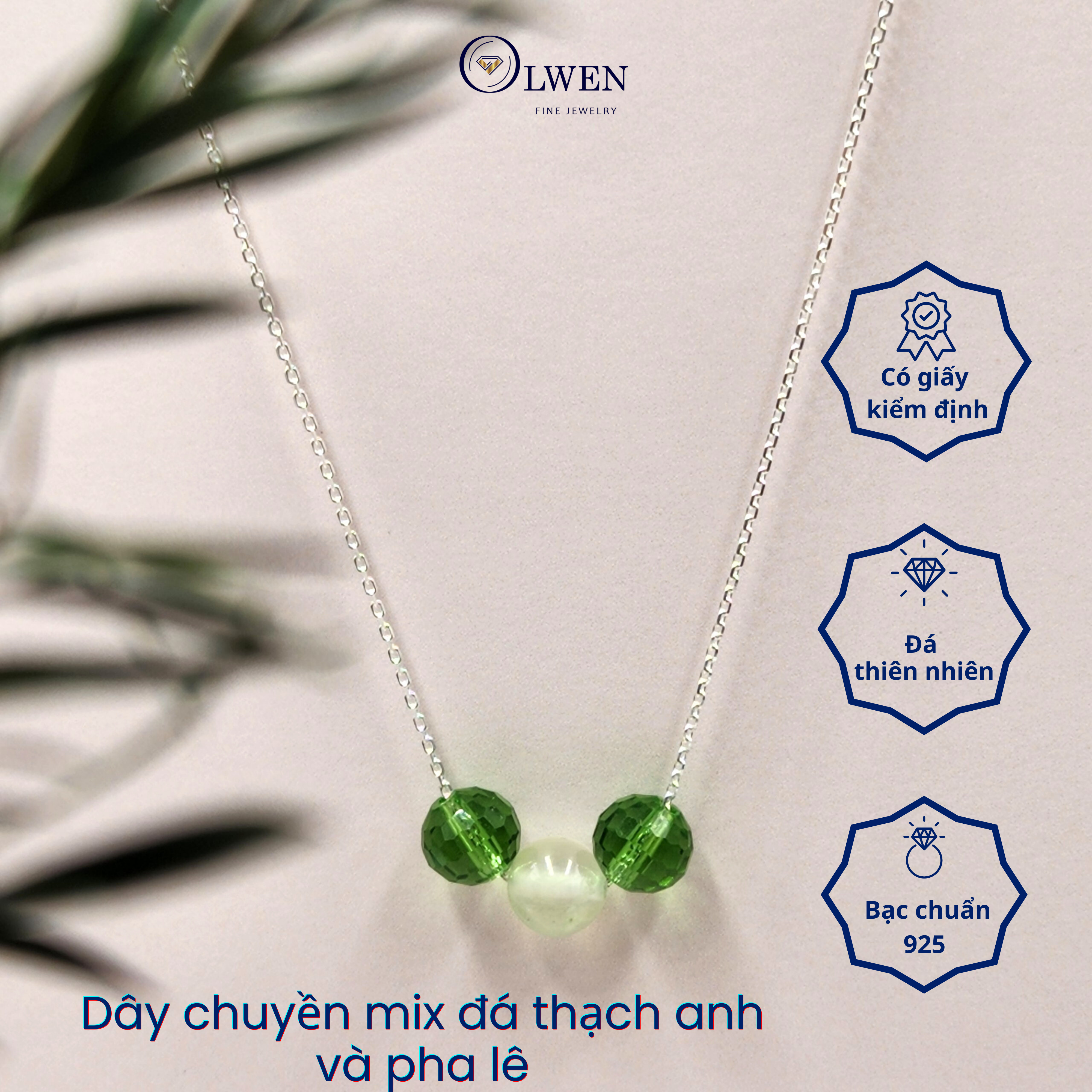 Dây Chuyền Bạc Nữ S925 Mix Đá Thạch Anh Và Pha Lê BAC_NL10