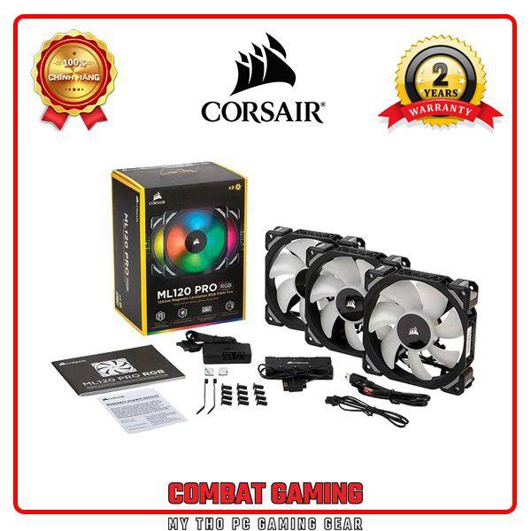 Bộ 3 Quạt Máy Tính 120mm CORSAIR ML120 PRO RGB kèm Node - Hàng Chính Hãng