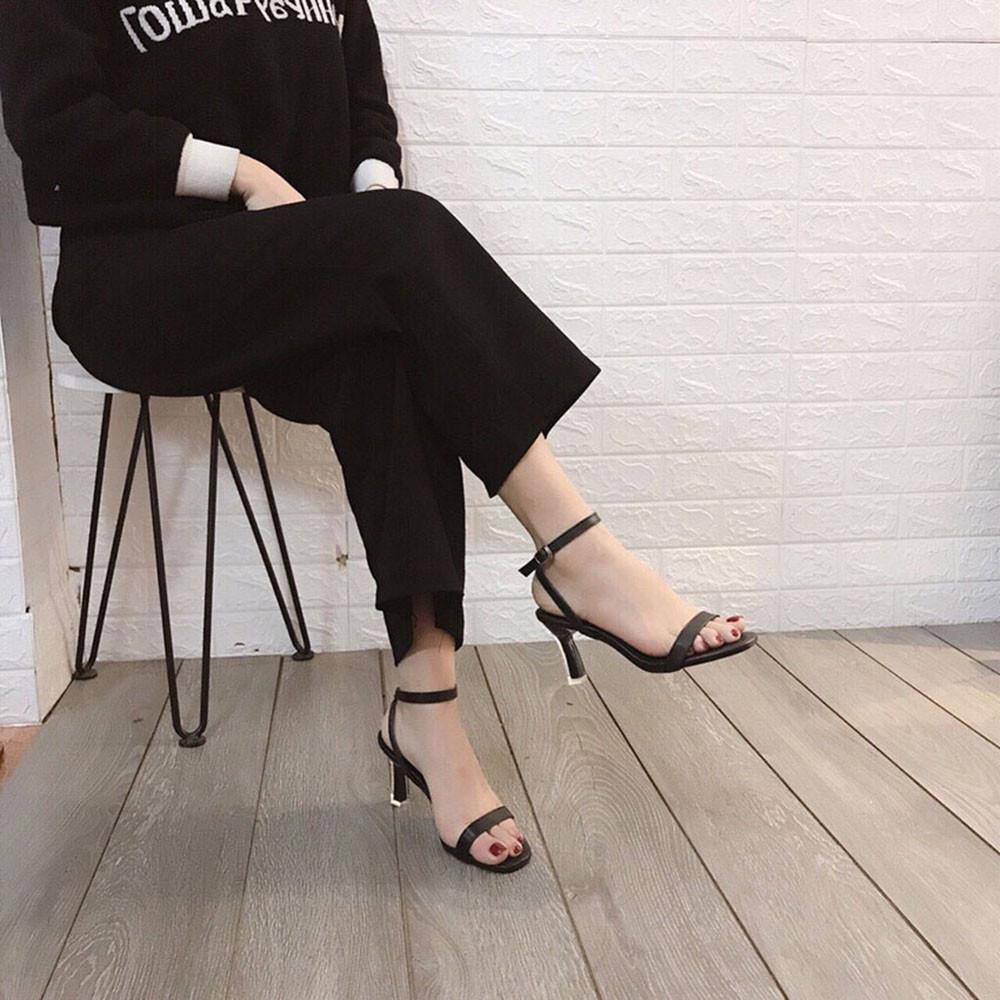 Sandal quai ngang gót mika bọc viền pha lê cực sang-sandal nữ, sandal nữ cao gót, sandal cao gót, sandal-gót mika bọc viền pha lê, 7cm