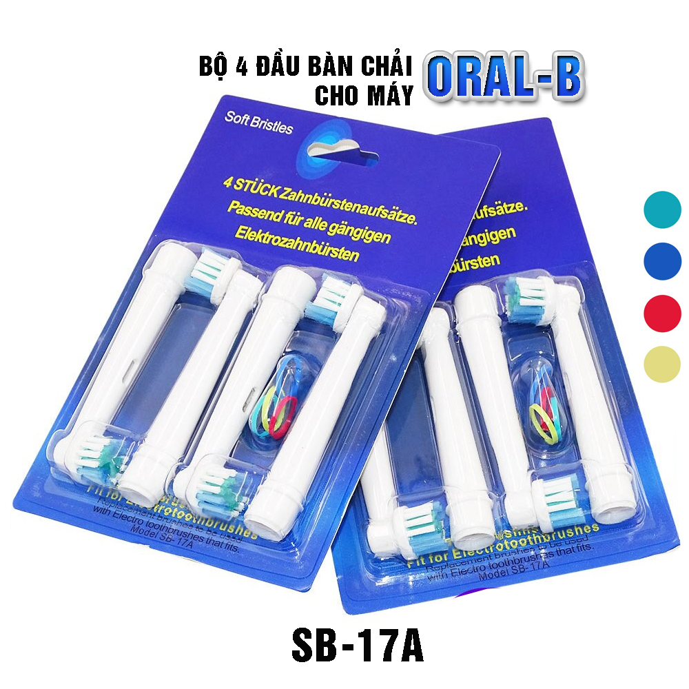 Cho máy Oral-B, Bộ 4 đầu bàn chải đánh răng điện thay thế  xuất xứ Đức, Làm sạch cao răng, tẩy cặn, cho răng sáng bóng