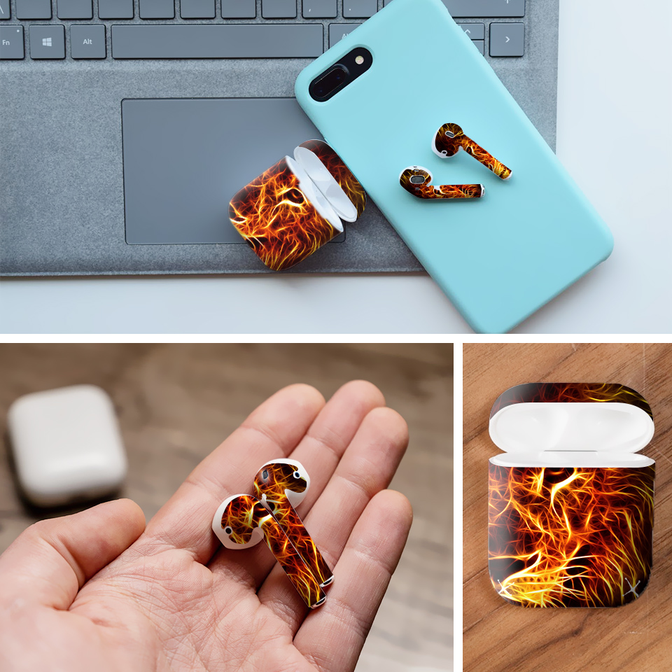 Miếng dán skin chống bẩn cho tai nghe AirPods in hình thiết kế - atk209 (bản không dây 1 và 2)