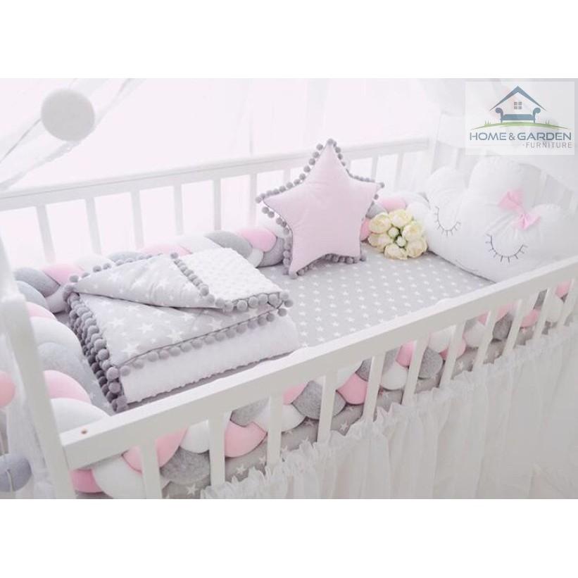 Dây xoắn nhồi bông lót giường cũi cho bé 3 màu European Long Pillow - Home and Garden