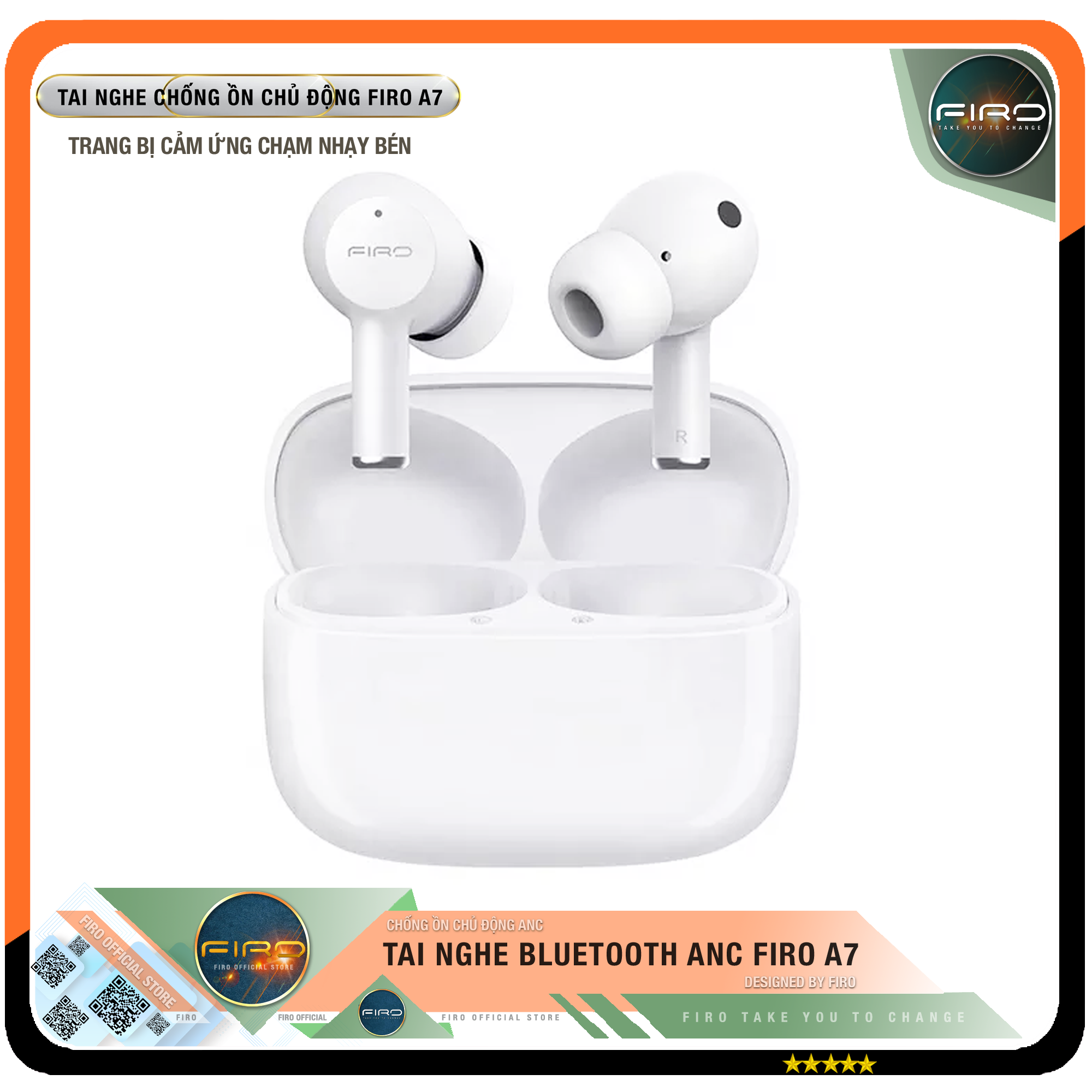 Tai Nghe Bluetooth FIRO Fi5 Pro2 - Tai Nghe Không Dây FIRO Công Nghệ Bluetooth V5.3 - Kháng Nước IPX5 - Điều Khiển Cảm Ứng Thông Minh - Âm Bass Cực Hay - Chống Ồn Cực Tốt - Tai Nghe FIRO Fi5 Pro2 Tương Thích Với Tất Cả Dòng Máy - Hàng Chính Hãng