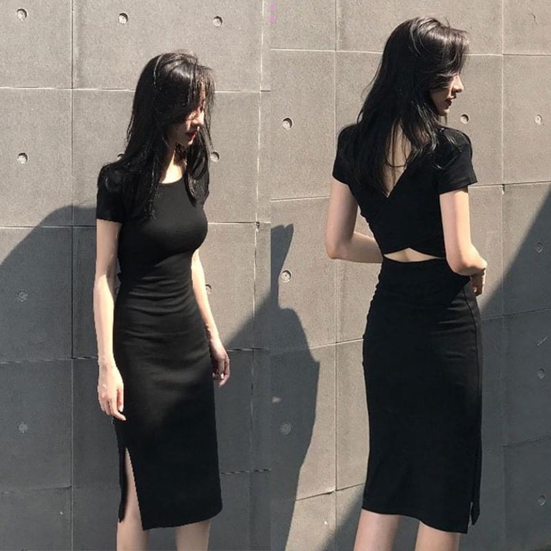 F849 Đầm thiết kế đắp chéo lưng