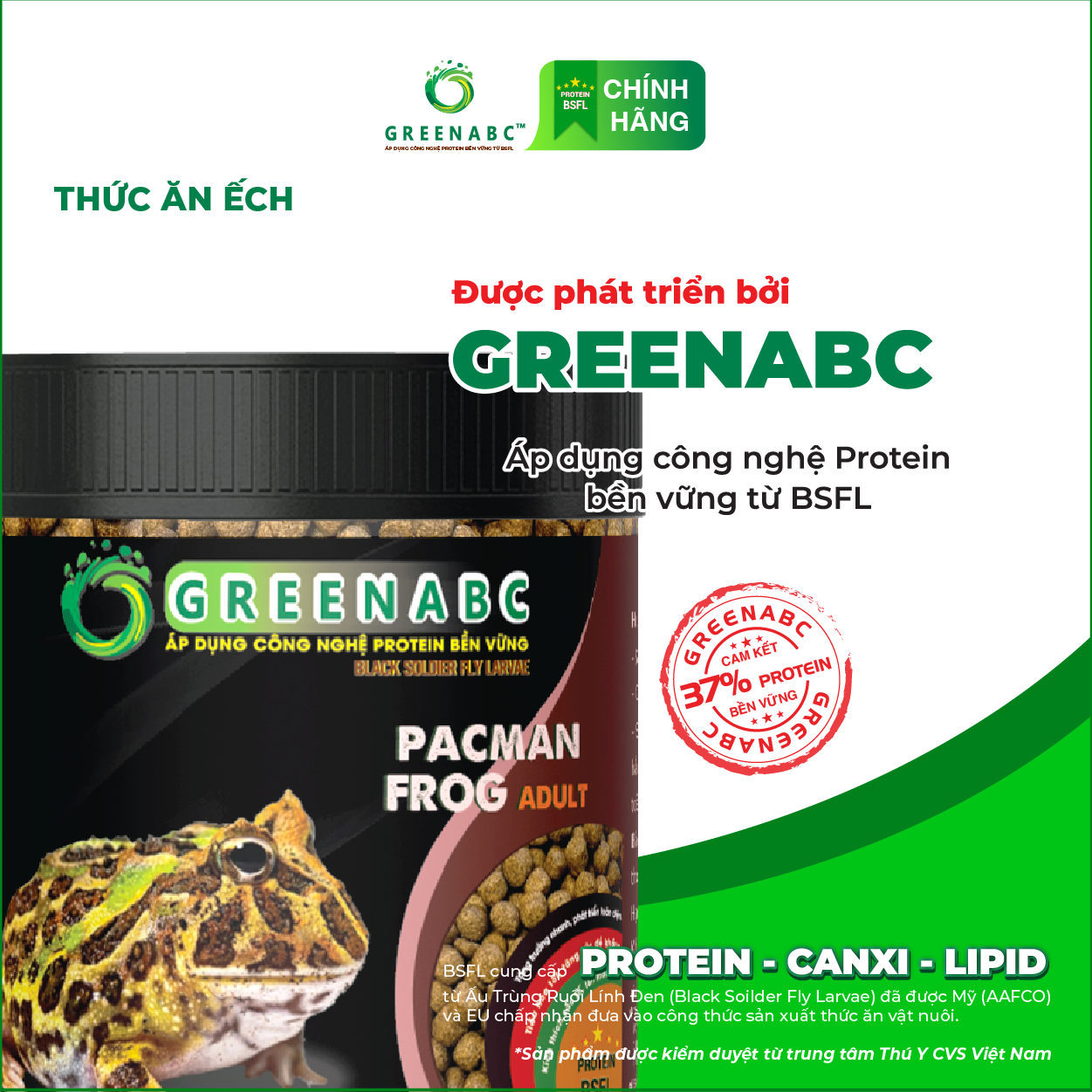 Thức ăn Ếch Pacman GREENABC – Pacman Frog – Hàm lượng protein 37% giúp tiêu hóa tốt, tăng kích thước, lên màu đẹp, ăn ngon – Hộp 50g và 230g