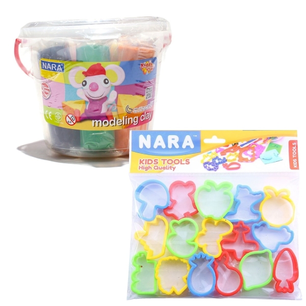 Combo Đất Nặn 8 Màu 700g BK7008 + Bộ Khuôn 16 Món Kiddy Clay 16SM