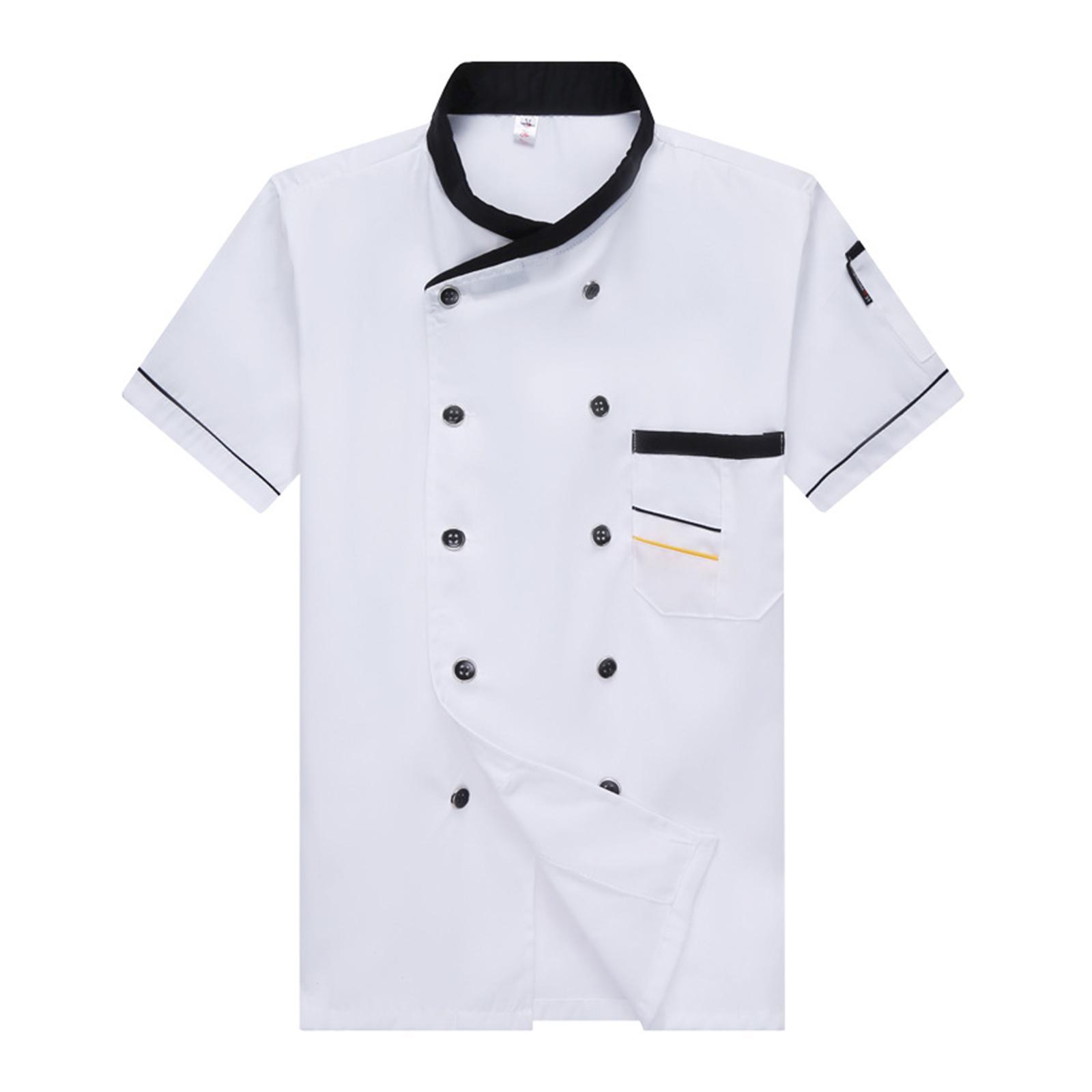 Chef Uniform Jacket Men Women Comfortable Short Sleeve Waiter Waitress Clothes for Cooking Kitchen