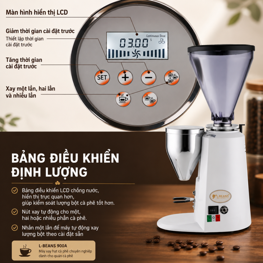 Máy xay hạt cà phê chuyên nghiệp dùng cho quán cà phê L-Beans 900A - Công suất 350W -Hàng Chính Hãng