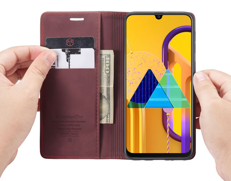 Bao da thật dạng ví chính hãng Caseme dành cho Samsung Galaxy M21 - Hàng chính hãng