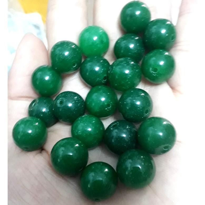 5 hạt đá thiên nhiên 12mm xanh lá đậm