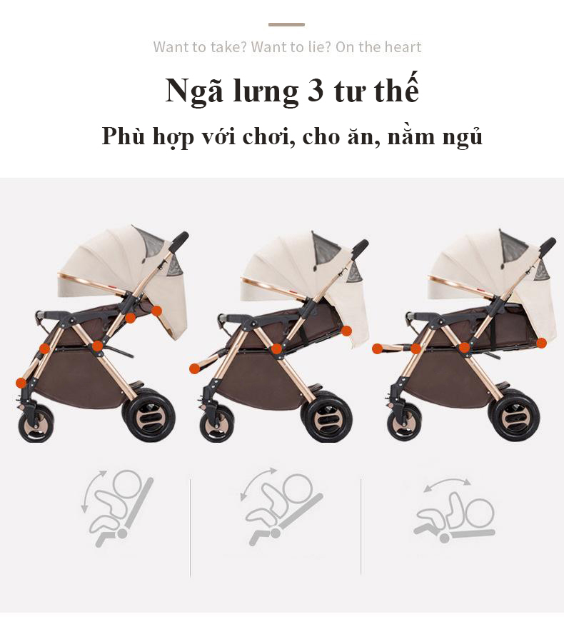 Xe Đẩy em bé 2 Chiều Gấp Gọn,Thiết Kế Châu Âu, Năng Động, Hợp Kim, Trọng tải 80kg