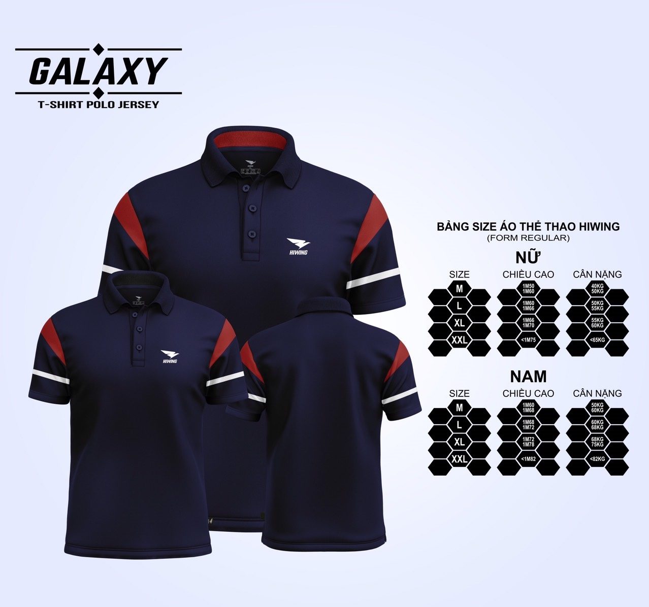 Áo polo nam HIWING GALAXY, áo cầu lông tennis Hiwing màu đen