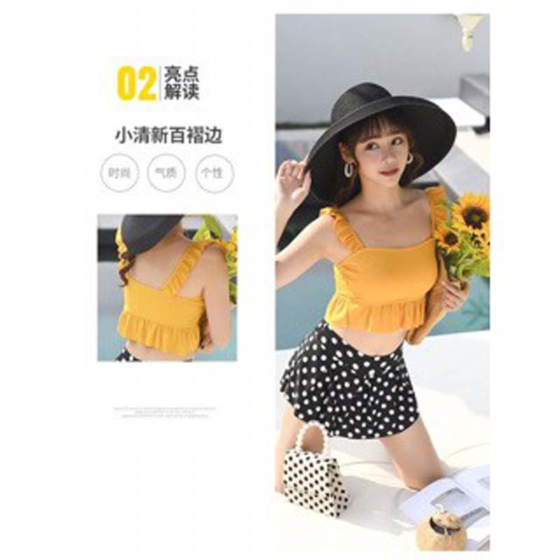 Đồ bơi nữ Bikini 2 mảnh quần chấm áo 2 dây trơn Đồ bơi nữ hai mảnh QC003