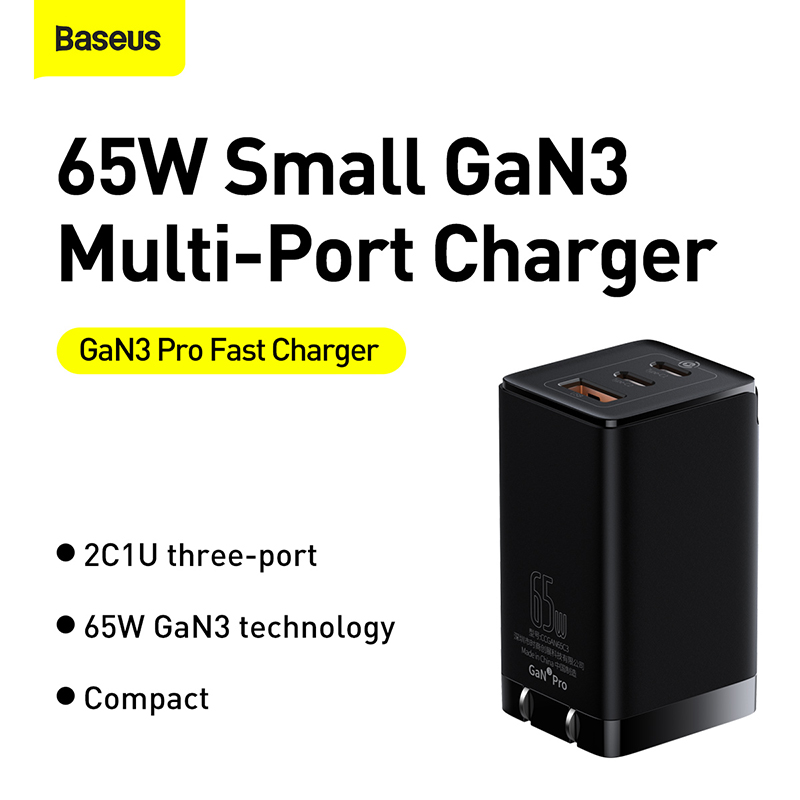 Bộ sạc nhanh đa năng Baseus GaN3 Pro 65W- hàng chính hãng