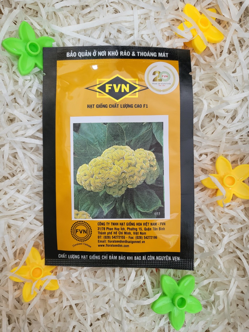 Hạt giống hoa mào gà búa FVN FCEL055 Armor Yellow gói 100 hạt