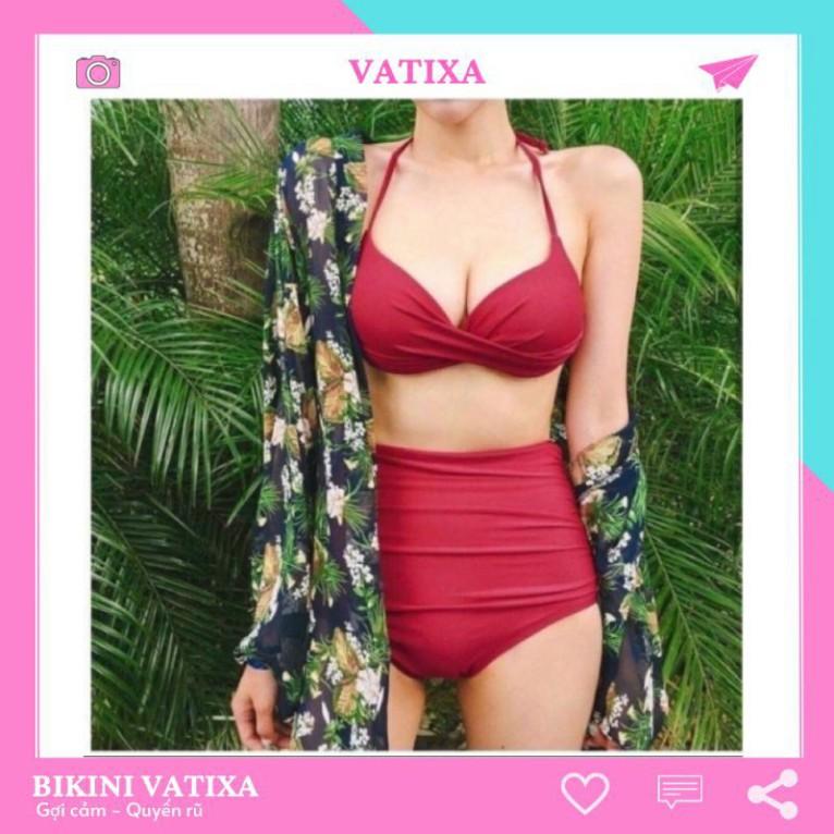 Set bikini cạp cao quần nhúng che bụng Bikini, đồ bơi VATIXA BKN10