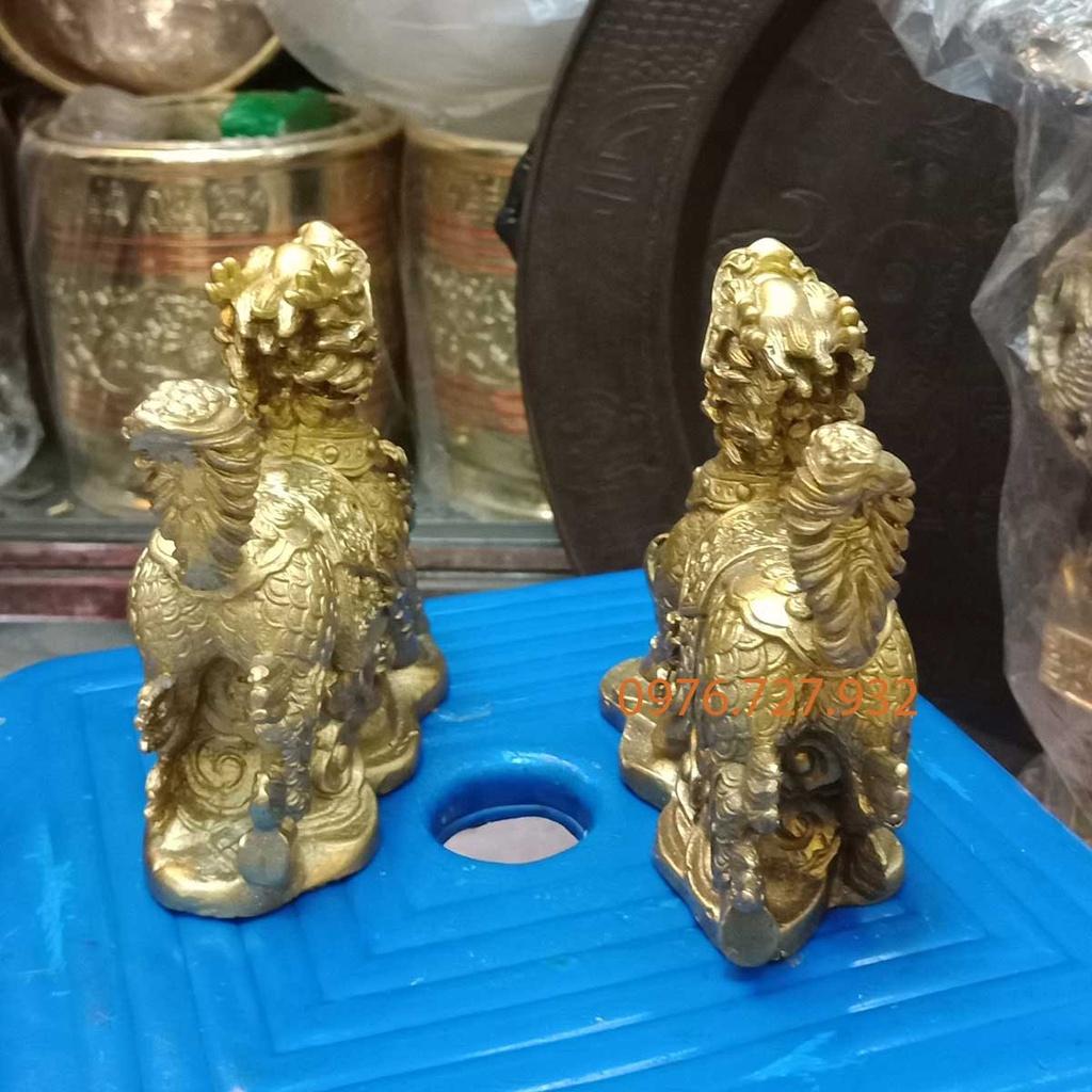 Kỳ lân phong thủy bằng đồng dài 14cm, kỳ lân chiêu tài bằng đồng