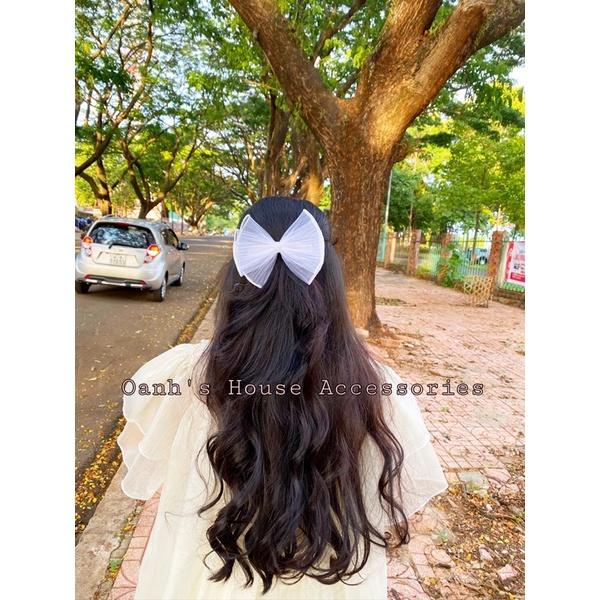 Kẹp nơ voan xốp nhún cuốn biên