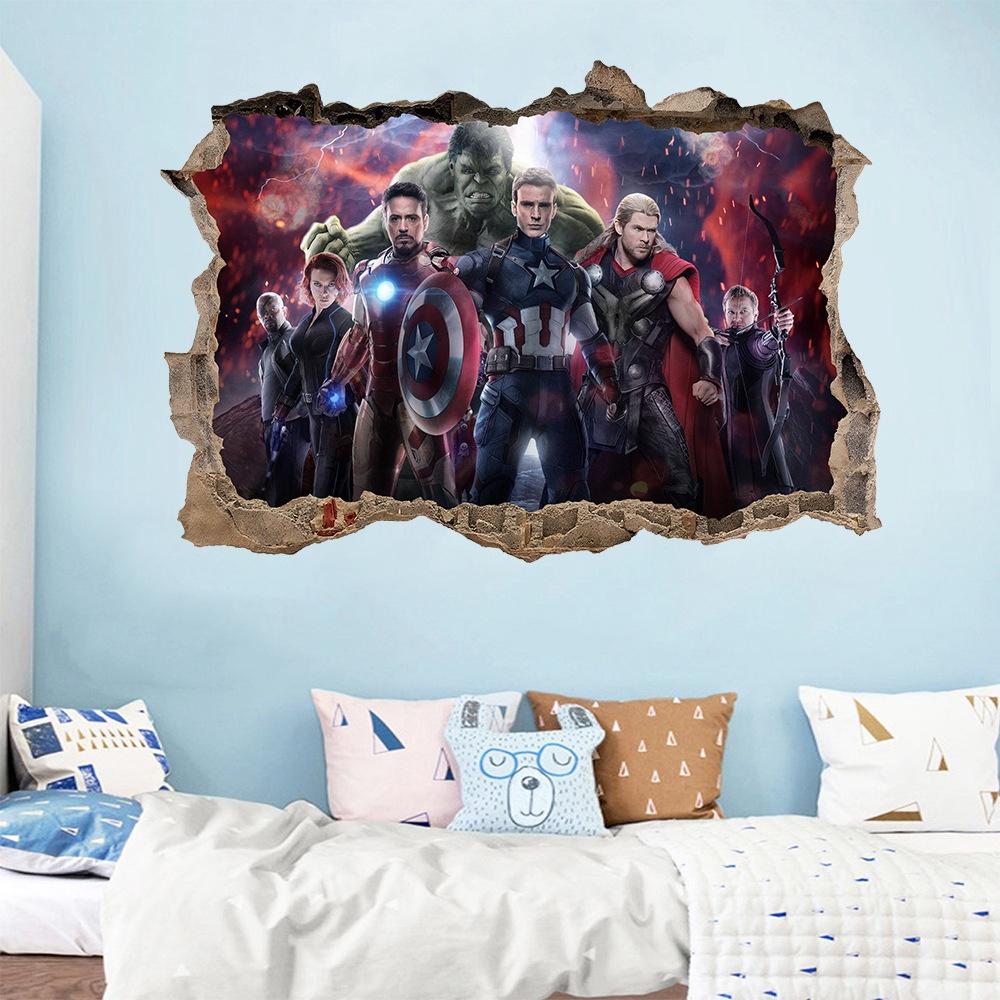 Decal Tranh Dán Tường Siêu Anh Hùng Marvel - Decal 3D Avengers mẫu số 5 AmyShop (50 x 70 cm)