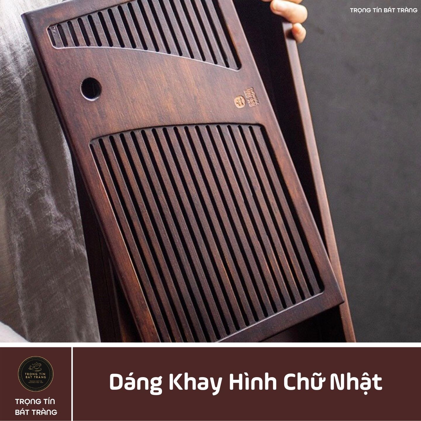 "KT 03 Khay Trà Tre Cao Cấp Chữ Nhật Nhỏ