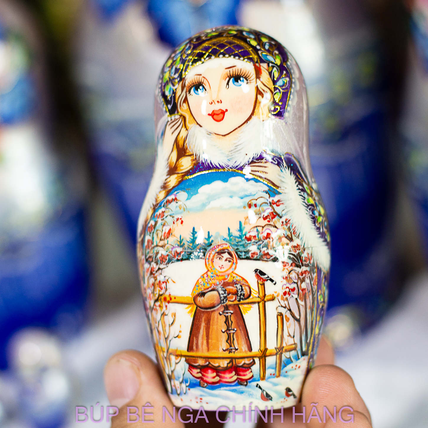 BỘ BÚP BÊ NGA MATRYOSHKA CAO CẤP 10 LỚP 26CM HOA VĂN "LỄ HỘI DÂN GIAN MÙA ĐÔNG" CỰC ĐẸP VÀ SANG TRỌNG