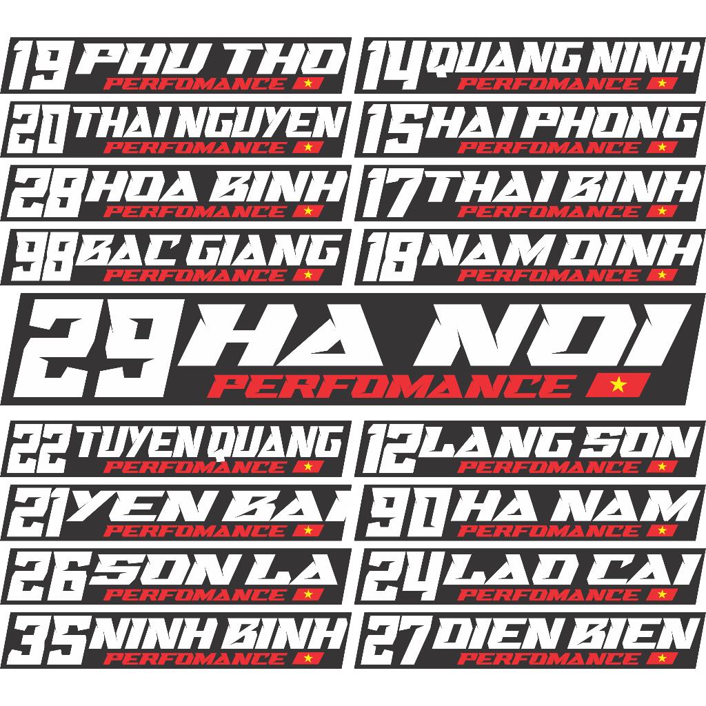 Tem dán xe, sticker dán xe các tỉnh thành MIỀN BẮC Việt Nam siêu Hot, Decal cao cấp, bền màu, cắt sẵn - ANCHI PRINTING