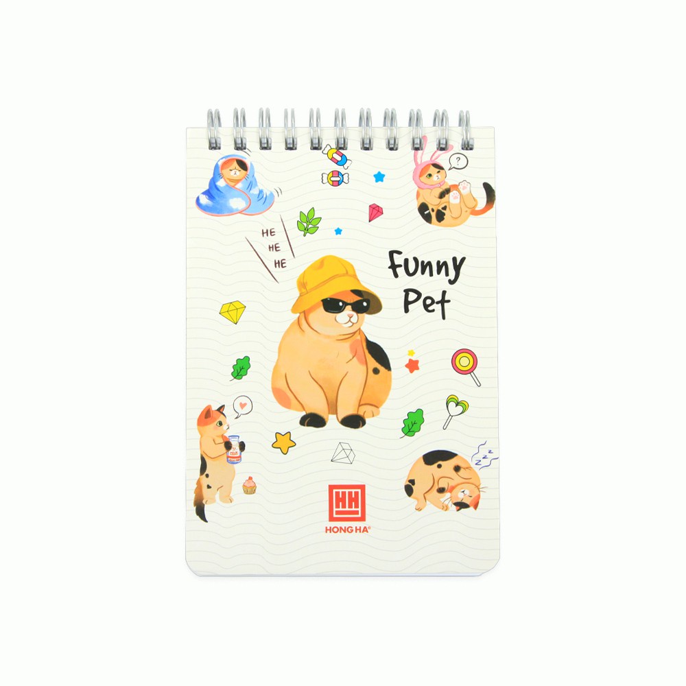 Sổ lò xo kẻ ngang Funny Pet A6 200 trang - HH thiết kế nhỏ gọn, tiện lợi với chất lượng giấy tốt