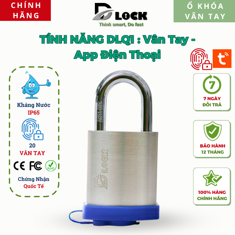 Ổ Khóa Vân Tay Điện Tử Thông Minh DLOCK 2 Chức Năng Chống Cắt Kháng Nước Cao Cho Cửa Cổng DLQ1, Ổ KHÓA VÂN TAY CHÍNH HÃNG