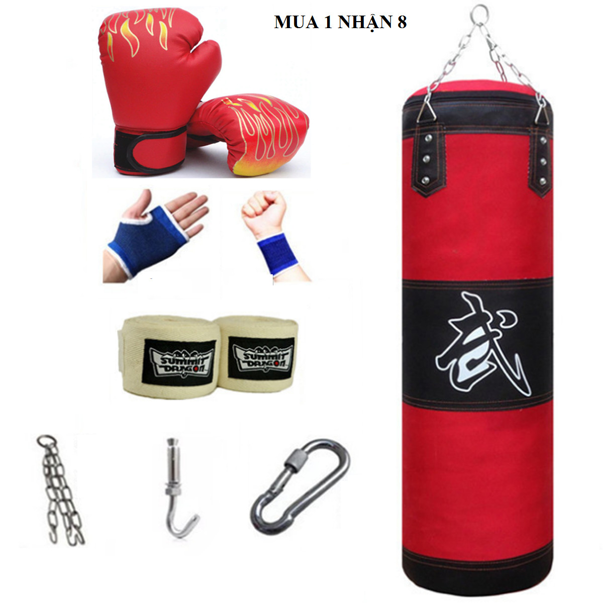 Vỏ Bao Cát Đấm Bốc 3 Lớp Cao Cấp – 8 Phụ kiện – Vỏ Bao Đấm Boxing Chính Hãng Amalife, Trụ Đấm Bốc Treo