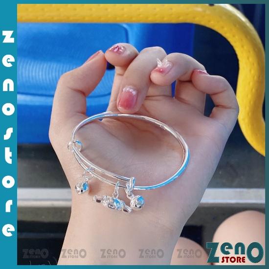 Lắc tay nữ kitty có chuông , vòng tay mạ bạc LT13 ZENO