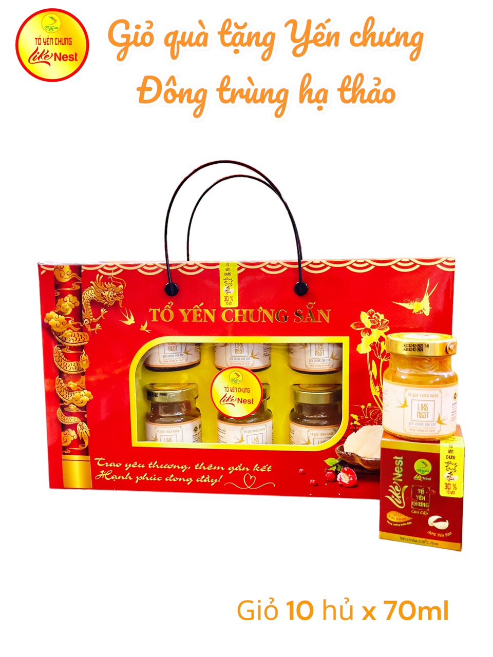 Yến Chưng Đông Trùng Hạ Thảo 30% Yến Like Nest