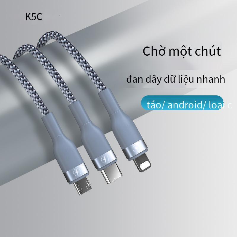 Rui tốc độ đặc biệt tương thích hoàn toàn Cáp dữ liệu điện thoại di động ba trong một 5A dệt đa năng sạc nhanh một lần kéo ba cáp dữ liệu 65W