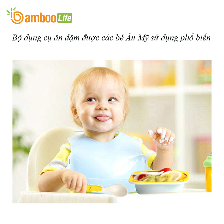 Bộ khay ăn dặm từ sợi tre Bamboo Life cho bé BL002 hàng chính hãng Dụng cụ ăn dặm cho bé Đồ dùng ăn dặm cho bé Bộ chén bát ăn dặm cho bé