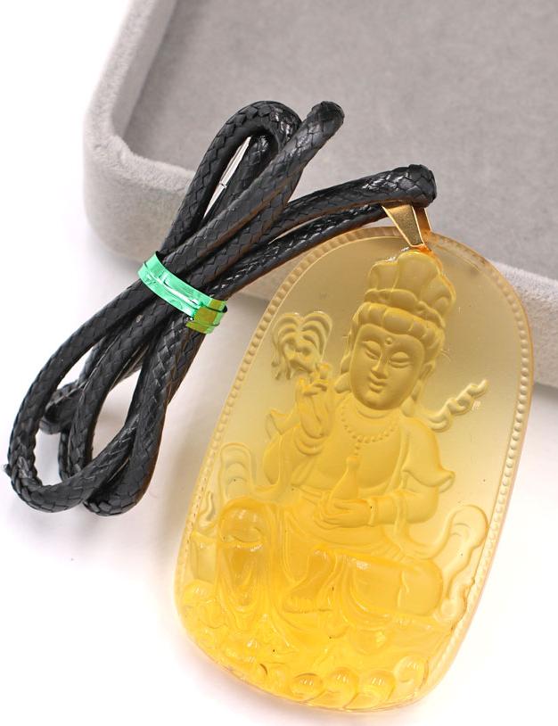 Dây chuyền mặt Phật Quan Âm Bồ Tát - pha lê vàng DEQAFVL2