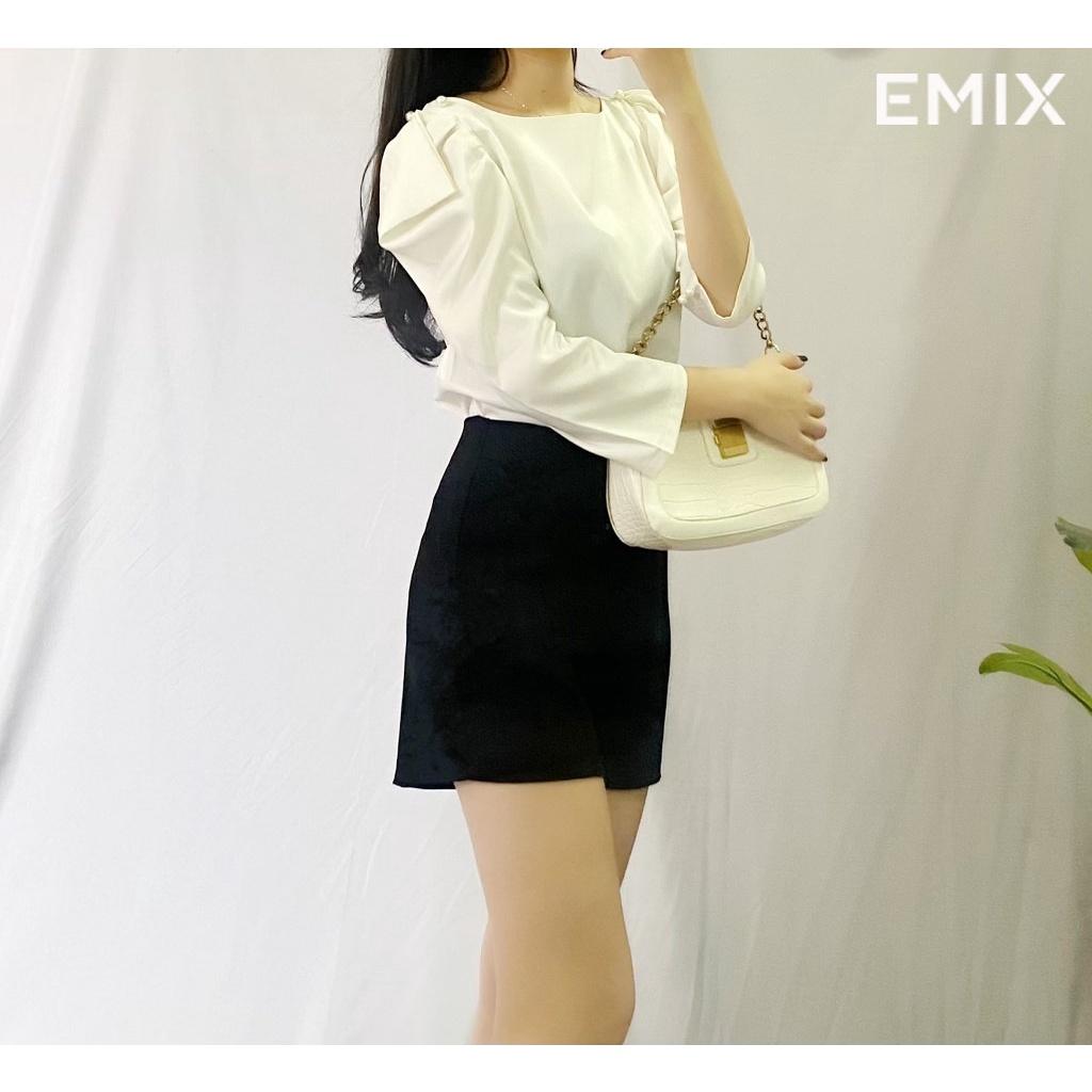 Quần short nữ cạp cao 04 EMIX (3 màu), cạp cao, bo eo, dáng ngắn 35cm, ống hơi rộng, có túi chéo, chất tuyết mưa mềm mịn