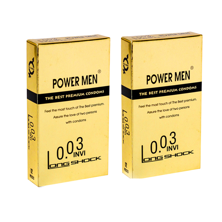 Combo 2 hộp bao cao su siêu mỏng kéo dài thời gian Power Men 0.03 Invi Long Shock (Hộp 12 chiếc) - Hàng chính hãng 100% - Tặng kèm gel Nhật - Che tên sản phẩm
