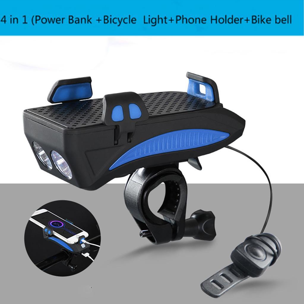 4-in-1 Bike Headlight Horn Hooter Bell Cycles Phone Holder Bracket