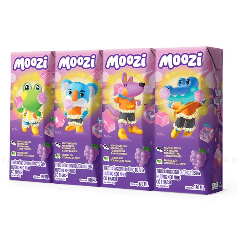 Thùng sữa Moozi hương Nho có thạch 170ml (48 hộp x 170ml)