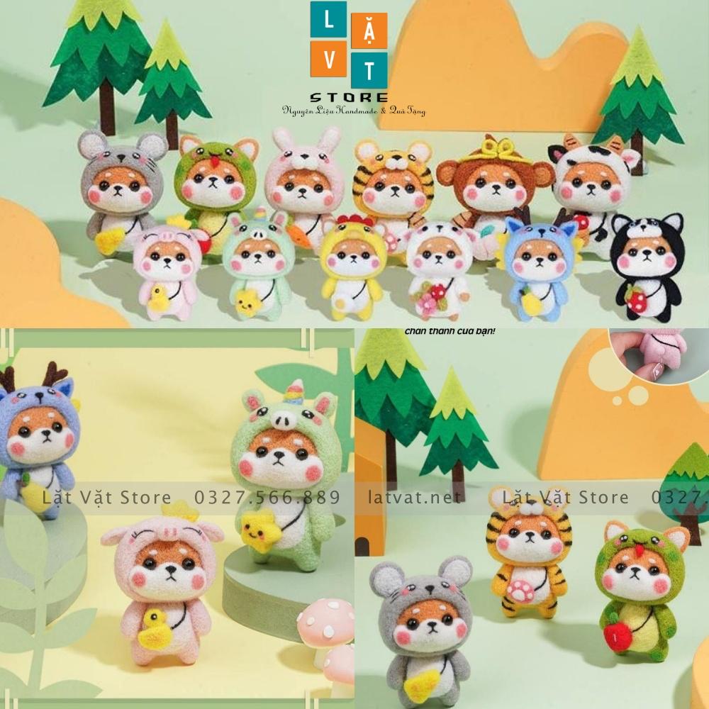 Bộ len chọc Tân Binh Shiba 12 con giáp, có hướng dẫn, quà tặng handmade ý nghĩa - Needle felting