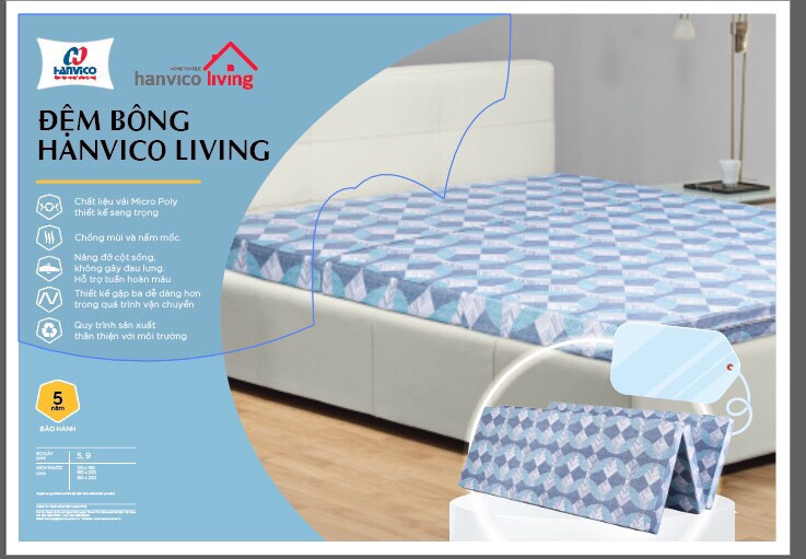 ĐỆM BÔNG ÉP HANVICO LIVING CHỐNG KHUẨN