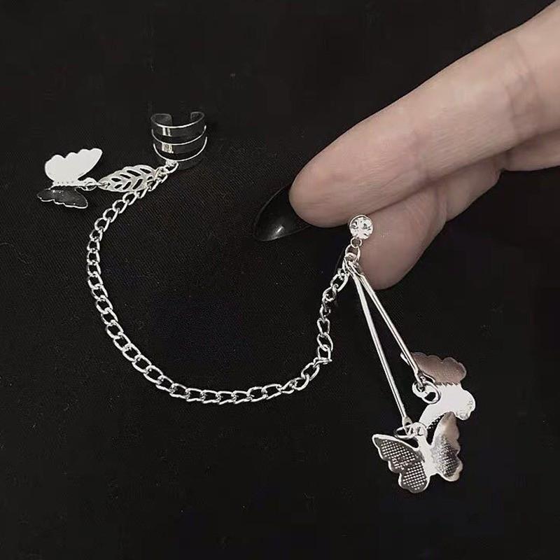 Bông tai hợp kim dáng dài trang trí tua rua hình bướm thời trang cho nữ