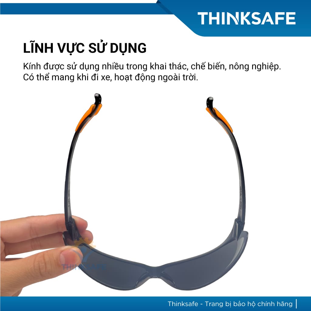 Mắt kính bảo hộ lao động Everest Thinksafe, Kính bảo vệ mắt trong suốt, chống bụi, chống tia UV, dùng đi đường - EV202