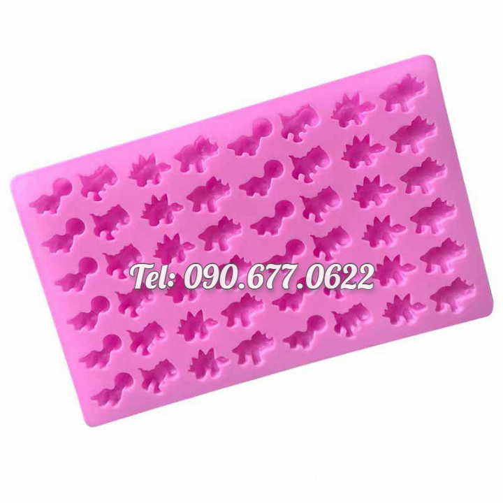 Khuôn silicone làm rau câu, kẹo dẻo, socola 48 con khủng long – Mã số 1431
