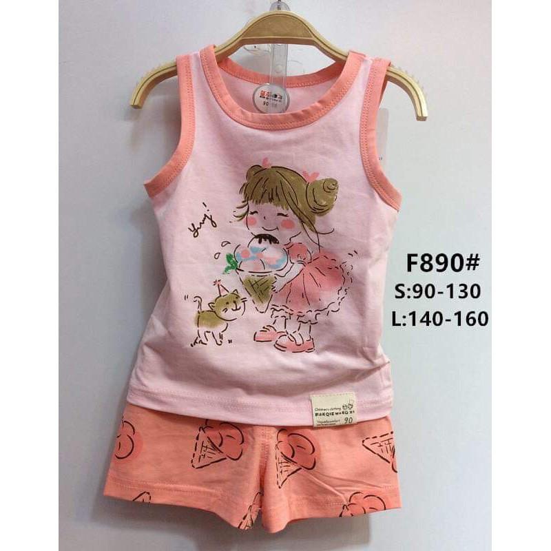 BG825 - Bộ FanQ ba lỗ bé gái size 90-130,140-160