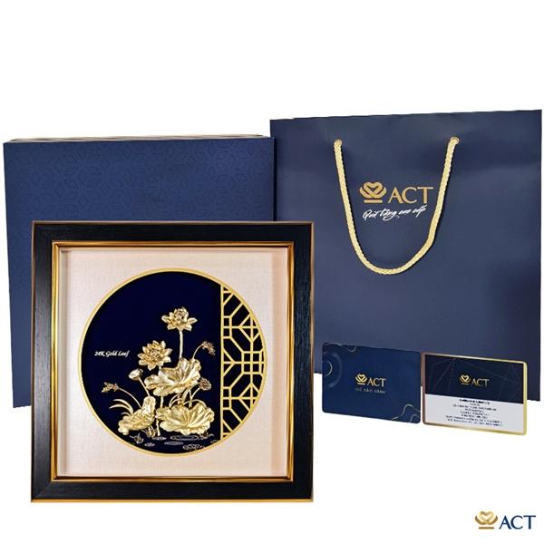 Quà tặng Tranh Hoa Sen dát vàng 24k ACT GOLD ISO 9001:2015 (Mẫu 12)